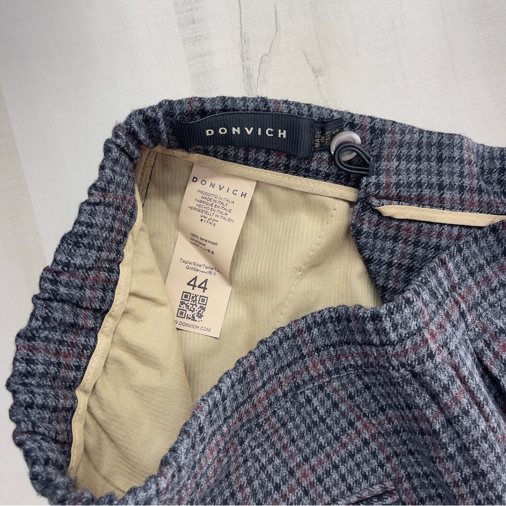 DONVICH Italian mens plaid wool pants crop it 44 work career luxury - Picture 2 of 7